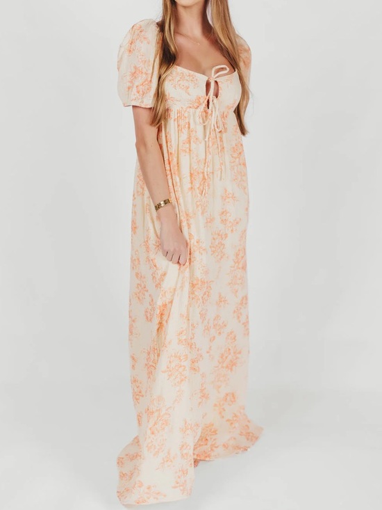 Worth Collective Dresses & Skirts - Worth Collective Haven 100% Cotton Tie Front Maxi Dress in Sherbet Medium Gauze